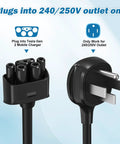 Road Trip Ready Nema 14 To 50 Ev Charger Adapter For Tesla Gen 2 Mobile Unit, showing 240/250V plugs for fast charging.