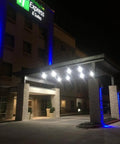 Beast Bright Outdoor Canopy Light 45W LED Over 5100 Lumens Daylight 5000K illuminating hotel entrance at night