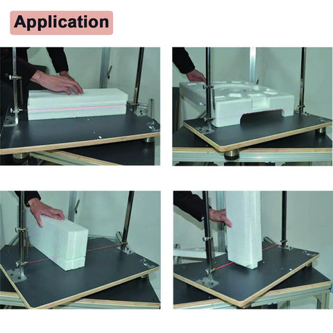 110V Hot Wire Foam Cutter Table With Foot Pad 24W Thermal Foam Cutting Machine for Styrofoam in use, showing angled cut setup.