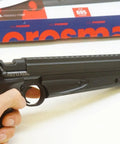 Close-up of Crosman 1322 air pistol with Scope Rail Mount Adapter for Crosman 1377 1322 20mm Top Rail Weaver Picatinny
