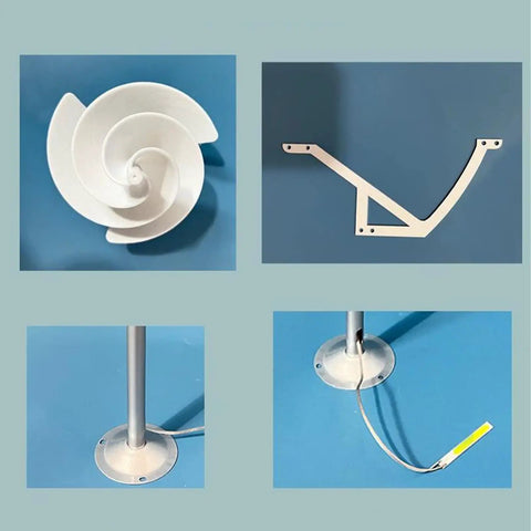 10W 12V Archimedes Inspired Wind Turbine Generator For STEM Education Hands On Renewable Energy Kit For Students Teachers And Makers Ideal For Physics Experiments And DIY Projects 2 Pack, white spiral blade parts and base