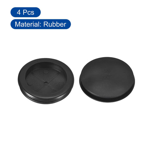 Set Of Four Rubber Grommets For Firewall Cable Protection, Inner Diameter 2 Inches, Outer Diameter 2.125 Inches, Black, Shown in Pack of 4