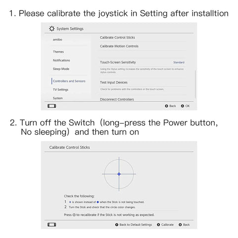 Calibration steps for TMR Hall Effect Joystick Replacement Kit 2 Pack, No Drift, 30 in 1 Repair Tool Set for Switch OLED