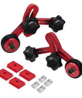 Heavy Duty Bearing Roller Featherboard Featuring An Angled Pulley Track To Stop Kickback Cold And Deliver Rock Solid Stability For Smoother Woodworking Feeding And Pro Level Precision parts with red and black rollers.