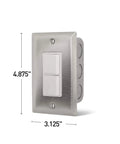 Single Duplex Stack Switch In Wall Control For Indoor Use 120 To 277 VAC 20 Amps Max Easy Install with size dimensions