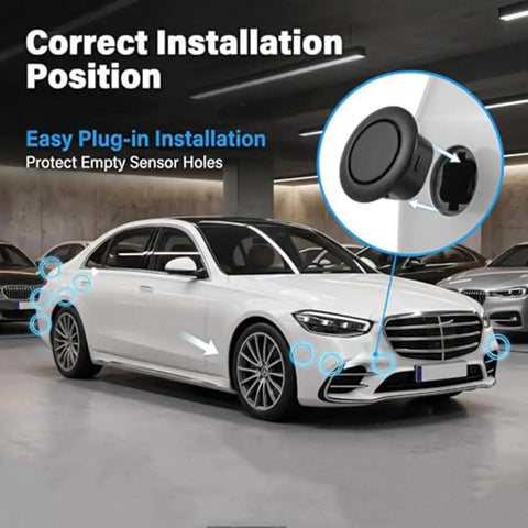 Heavy Duty Bumper Sensor Hole Cover For Chevy Volt Bolt EV EUV Blazer EV shown in correct installation position on a car.