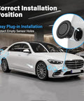 Premium Bumper Sensor Hole Cover Fits Chevrolet Volt Bolt Euv And Blazer Euv With Tough Rubber Seals To Block Mud And Water While Keeping Your Car Looking Crisp All Season - Installation position shown on a white car.