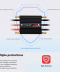 70A Waterproof Brushless ESC Electronic Speed Controller With 5.5V 5A BEC And XT60 3.5mm Banana Head Connector showcasing protection features.