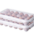 Two Pack Covered Egg Holders For Fridge Clear Plastic Deviled Egg Tray Carrier With Lids Holds 36 Eggs Stackable