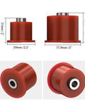 Poly Differential Mount Bushing Kit For Street Use For BMW E46 E85 Z4 Replaces 33176770788 33176751808 Boost Throttle Response, Stability, And Handling While Reducing Driveline Hop For 323i 325i 325Ci 325xi 328i 330i 330Ci 330xi, showing red bushings with size dimensions