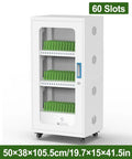 White 60 Slot Mobile Device Charging Cabinet With Secure Lockers For Tablets Laptops Phones built tough, 50x38x105.5cm rolling storage organizer.