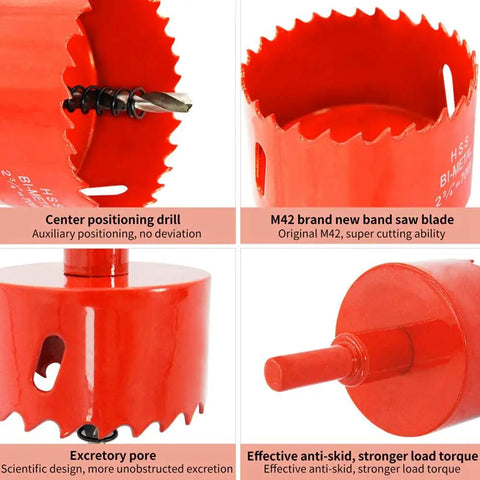 2 Inch Hole Saw Drill Bit For Wood PVC And Plasterboard With Arbor Bi Metal HSS Cutter 51mm showing center drill and M42 blade