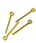 Brass Jackstay Eyebolts Three Thirty-Second By Nine Sixteenth Inch 30 Pack For Scale Model Ships Rigging, brass eyebolts shown on white background
