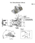 304 stainless steel adjustable positioning rotating tilting torque hinge, front view on base plate.