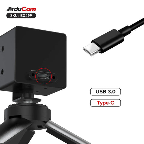 Back view of Dope USB 3.0 Global Shutter Camera Module with USB Type-C connector, highlighting USB 3.0 compatibility.