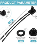 Five Pack 12V Waterproof Push Button Switches SPST With Four and a Half Inch Leads, Durable Weatherproof Micro Switches for Cars, Boats, Off Road, DIY Projects, Copper Contacts, Easy Install, black switch with 4.72in leads