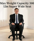 Big And Tall Office Chair Up To 500 Lbs With Adjustable Lumbar Support, shown in office setting with man seated