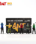 Six Piece One Seventy Two Scale US Aircraft Carrier Deck Crew Figures Set posed in colorful clothing with box background