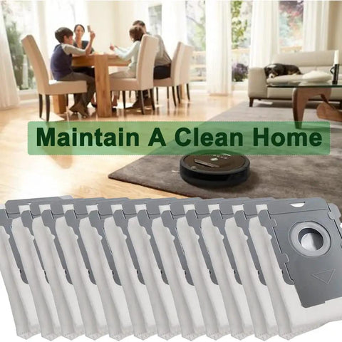 Replacement Vacuum Bags For I Series S And J Series With Automatic Dirt Disposal Easy Fit 12 Pack in a clean living room setting