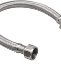 24 Inch Braided Stainless Steel Water Heater Connector With Female Iron Pipe Ends Three Quarter Inch FIP To Three Quarter Inch FIP Lead Free UPC Certified Swivel For Hot Water Heaters And Tankless Systems shown in coil form