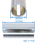 ApplianPar crank shaft sleeve adapter, metal cylinder with 28.6mm bore and 57.7mm length (front view)