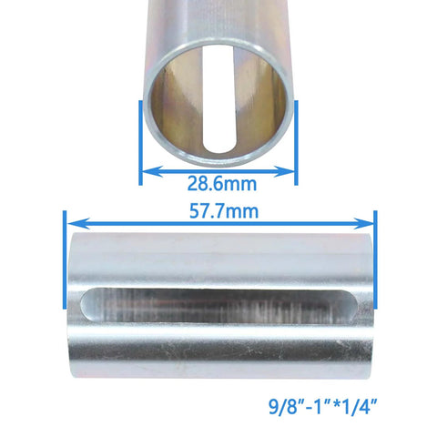ApplianPar crank shaft sleeve adapter, metal cylinder with 28.6mm bore and 57.7mm length (front view)