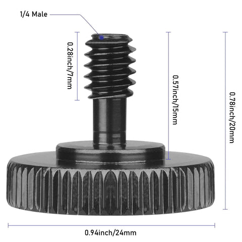 Two Pack Thumb Screw Quick Release Adapter With Four Rubber Washers One Quarter Inch Male To One Quarter Inch Female Thread L Bracket Mount front view