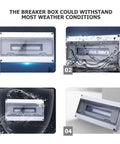 Weatherproof 18-Circuit Outdoor Electrical Junction Box with Distribution Panel Enclosure for Home and RV Use, water-resistant test