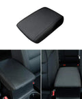 Leather Center Console Armrest Cover For Mazda CX-5 2017-2025, installed view showing black leather in car interior