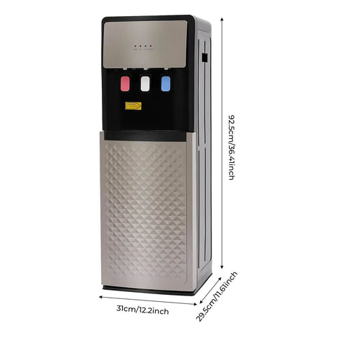 Bottom Loading Water Dispenser With 110V Hot Cold Warm Three Temperature Options And Display Light for various rooms in silver gray