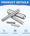 Eight 8mm By 45mm Dowel Pins In 304 Stainless Steel Round Head Shelves Support Pegs Locating Pins For Bookshelves And Cabinets Heavy Duty Durable Furniture Hardware Component Silver, close-up