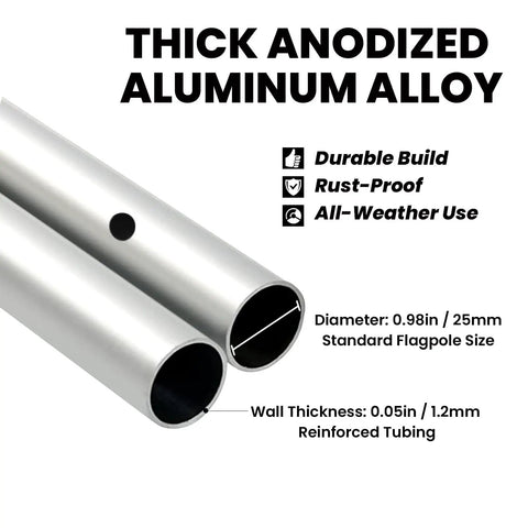18Ft Aluminum Feather Flag Pole Kit For Swooper Flags showing thick anodized aluminum alloy build