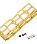 Morse Cargo Cage Bundle Aluminum Bikepacking Gear With Adjustable Mounts And Straps Multicolor Cargo Rack Kit For MTB Adventures And A Beefy Heavy Load showing gold cage with screws