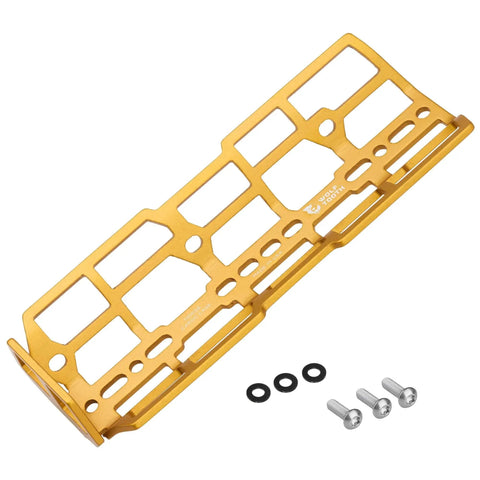 Morse Cargo Cage Bundle Aluminum Bikepacking Gear With Adjustable Mounts And Straps Multicolor Cargo Rack Kit For MTB Adventures And A Beefy Heavy Load showing gold cage with screws