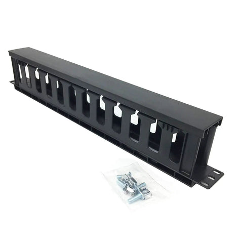 2 Pack 1U 12 Slot Horizontal Rack Cable Management Organizer For 19 Inch Racks Plastic With M6 Screws And Cage Nuts