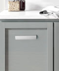 Silver aluminum adhesive cabinet pull on a grey cabinet door showcasing Adhesive Cabinet Pulls 5 Pack 3 To 9 Sixteen Inch Length Covers 3 Inch Hole Center No Drill Finger Pulls Stick On Cabinet Handles For Cabinets Drawers Dressers Cupboards Kitchen Bathroom Vanity Hardware Aluminum Alloy Silver Black Gold