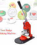 Ycauty 37Mm Button Maker Machine Ergonomic Handle Craft Tool Press Durable Design with colorful badges ready for use.