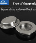 Four Pack Round Sliding Closet Door Handles With Two And A Half Inch Diameter Flush Pocket Recessed Pulls For Bypass Doors In Brushed Stainless Steel Matte Black And Brushed Gold Finishes, showing round stainless steel pulls with square shape and round back style.