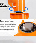 Heavy Duty Electric Hoist Crane With Adjustable Boom And Four Rolling Casters 500Kg Workshop Engine Lifter showing 360 degree rotation and dual bearings.