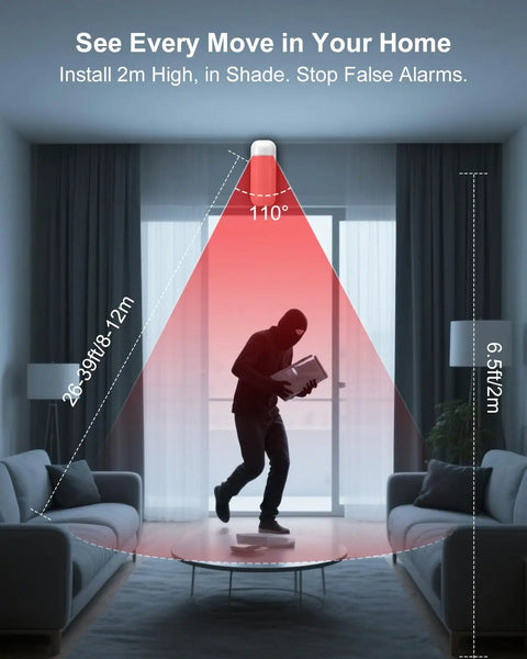 Motion sensor detection area demonstration for Wireless Home Security System With WiFi App Alerts Alexa Compatible Standalone Keypad
