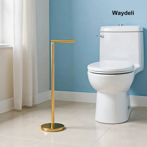 Freestanding Toilet Paper Holder Stand With Reserve For Four Spare Rolls, Sturdy Base, Stainless Steel Construction With Brushed Nickel Finish