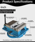 Product specifications of Hardcore Shop Beast 8 Inch Milling Vise With 7.9 Inch Jaw Width And 360 Degree Swivel Base.