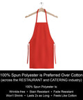 Bulk Pack Bib Aprons For Restaurant Pros, 12 Pack, Long Oversized Unisex Kitchen Aprons, Durable Spun Polyester, Red on hanger