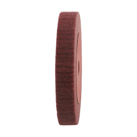 Side view of a Six Inch Non Woven Nylon Flap Wheel Disc 320 Grit Be Beefy Buffing Tool For Metal Polishing, Rust and Paint Removal