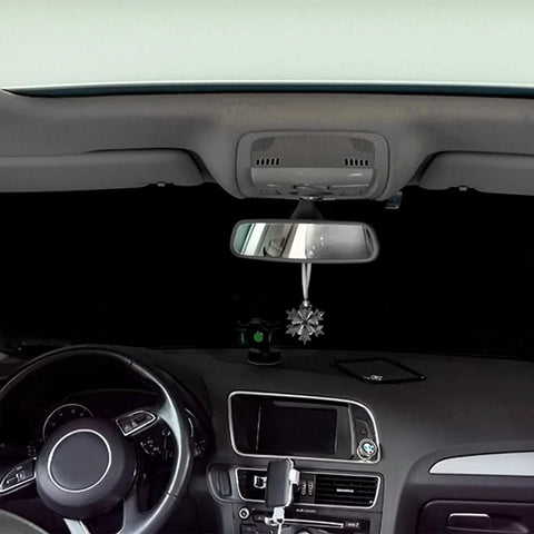 Interior view showing Universal Windshield Snow Cover For Cars, Trucks And Vans, Waterproof And Windproof Frost And Ice Removal Sunshade installed