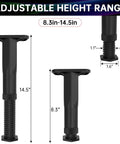 4 Pack Adjustable Bed Frame Support Legs Add Center Support Posts height range 8.3in to 14.5in for bed stability