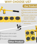 Vivicreate Heavy Duty Furniture Mover Kit With Wheels And Sliders For Moving Sofas Beds And Cabinets Includes Roller Dolly Tool To Slide Large Appliances Like Washing Machines Easy Lifter Helper In Yellow comparison image