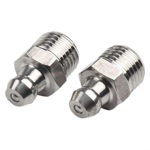 Top 10 Piece Stainless Steel Grease Fitting Kit With Straight Design 201 Metal 18-28 Thread Rust Proof Oil Nipples For Car Machinery And Hardened Bearings Maintenance Work, two fittings