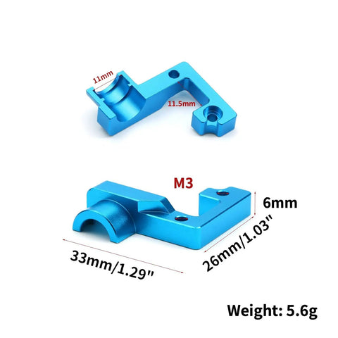 TT02 Aluminum Open End Gearbox Cover for One Tenth RC Car Upgrade, blue aluminum with dimensions and weight details.