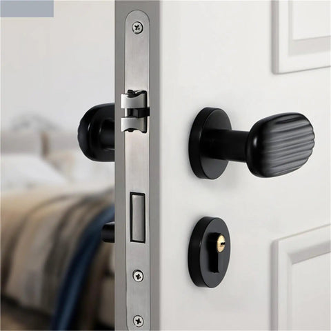 Durable Zinc Alloy Door Lock For Indoor Bedroom Use With Silent Operation And Gold Split Doorknob Hardware, Easy Install